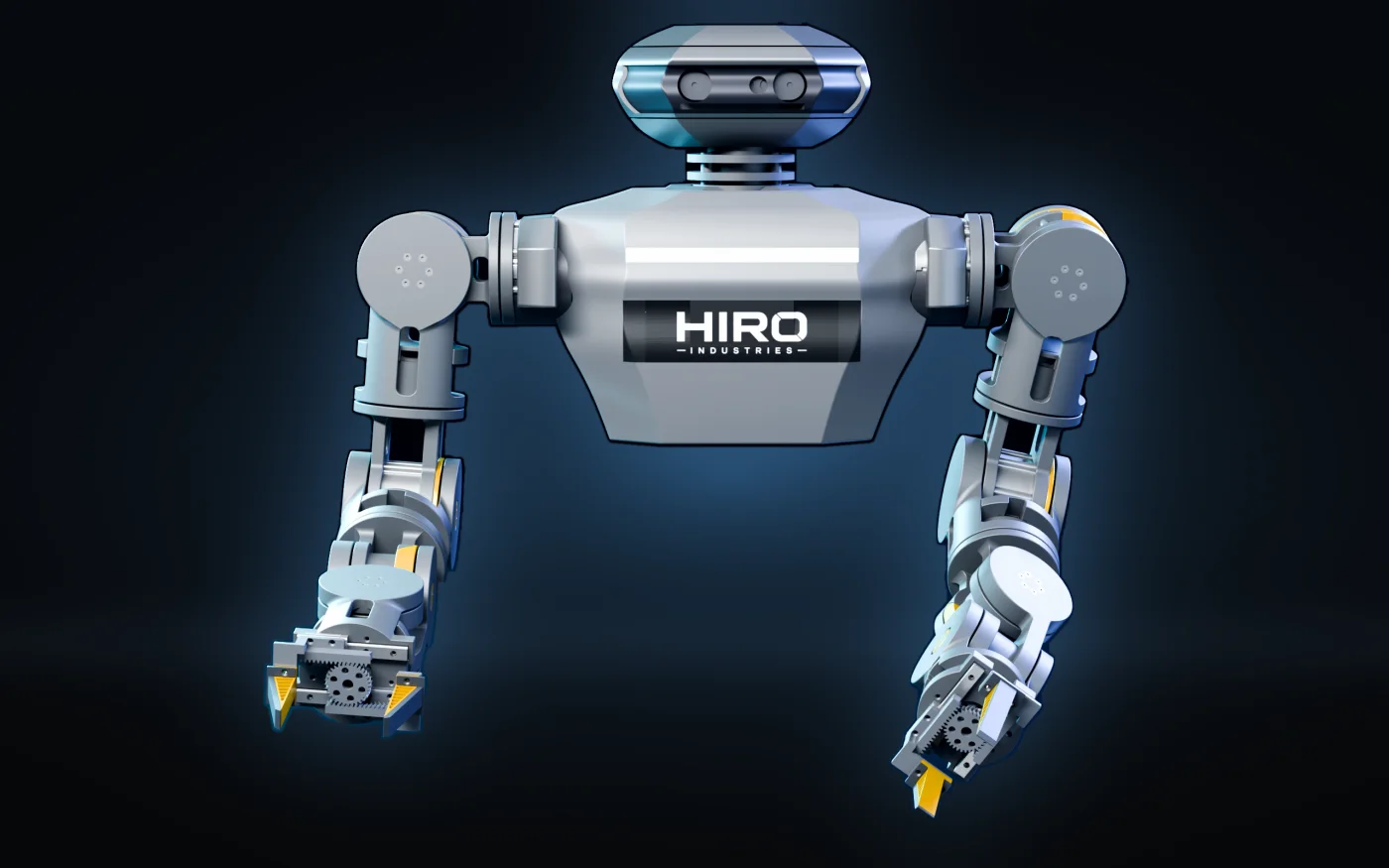 Origin head-on, arms extended symmetrically to either side