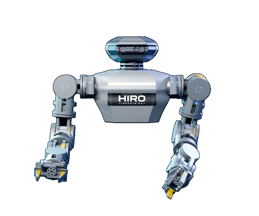Origin head-on, arms extended symmetrically to either side